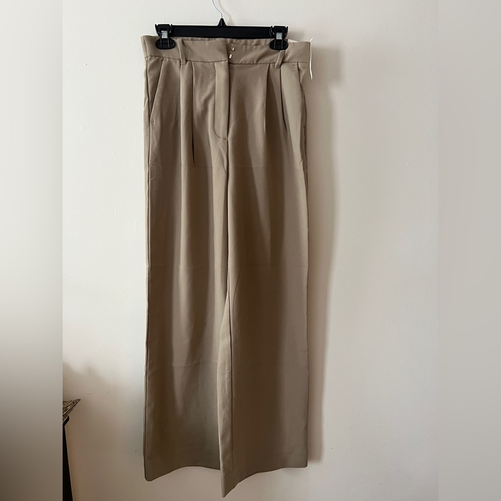 Abercrombie & Fitch Tan Mid-Rise Wide Leg Trouser Size 8R